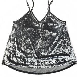 Black Velvet Cami Top Womens Medium Goth Grunge Y2K Spaghetti Strap Tank